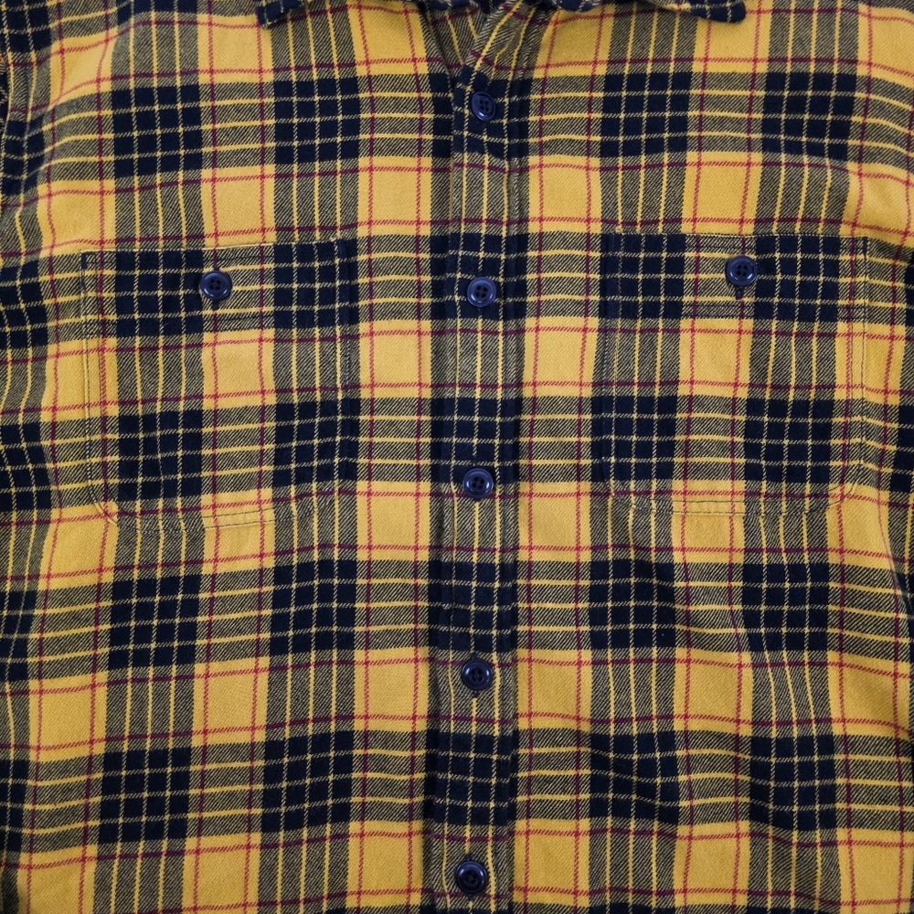 J.Crew Flannel Shirt Men L Yellow Plaid Midweight Button Down Classic Fit NWOT - Picture 5 of 10